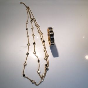 Talbots Gold, Black and White Necklace + Bracelet
